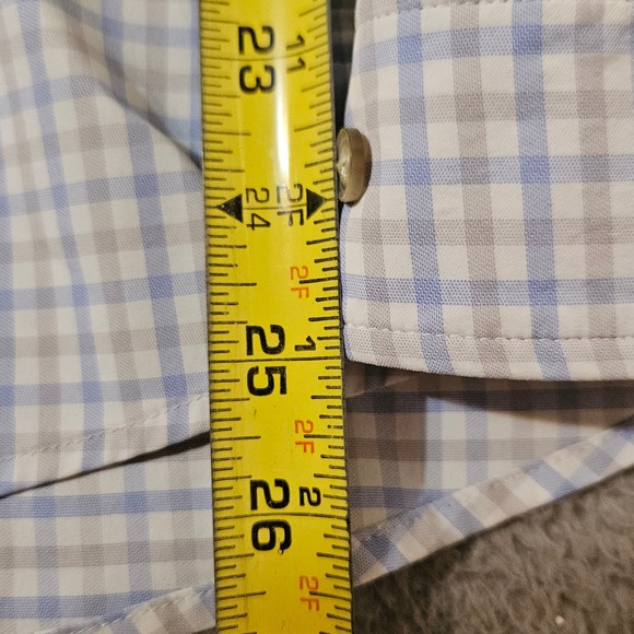 Poncho Western Button Down Fishing Shirt 3XL Blue White Brown Plaid Long Sleeve - Picture 7 of 8